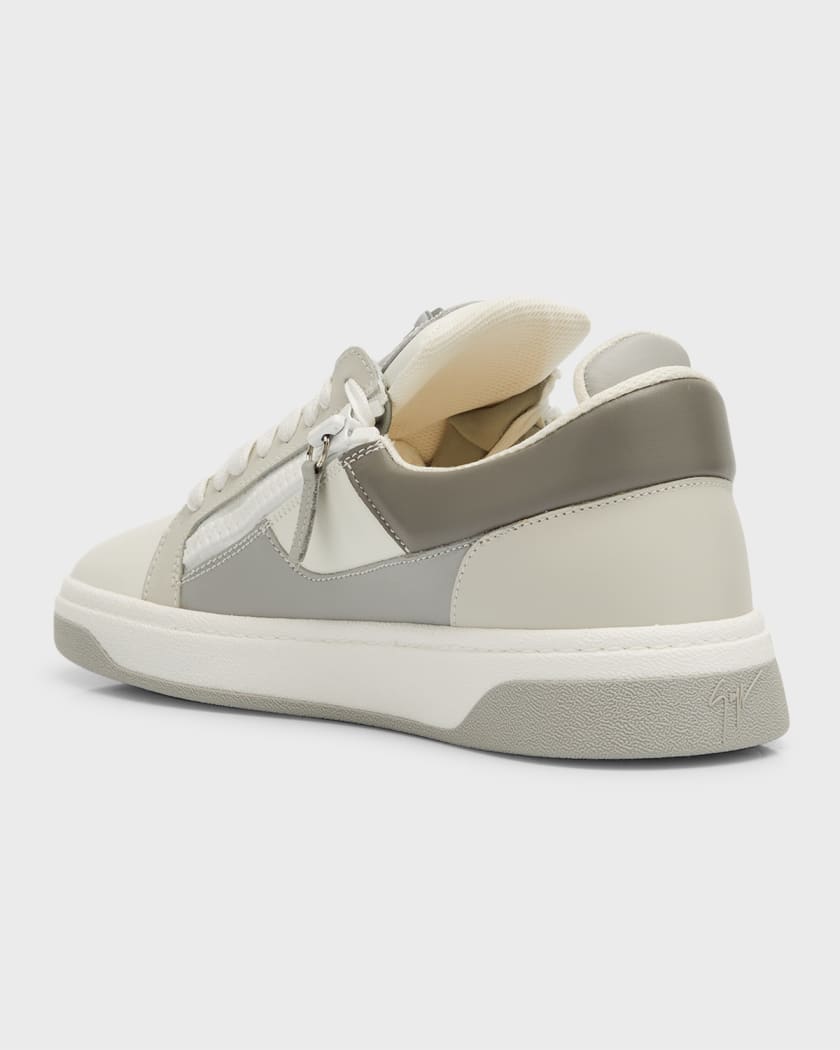 Men's Leather Low-Top Zip Sneakers