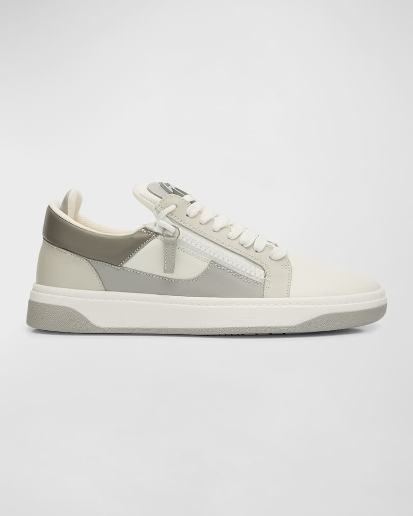 Men's Leather Low-Top Zip Sneakers