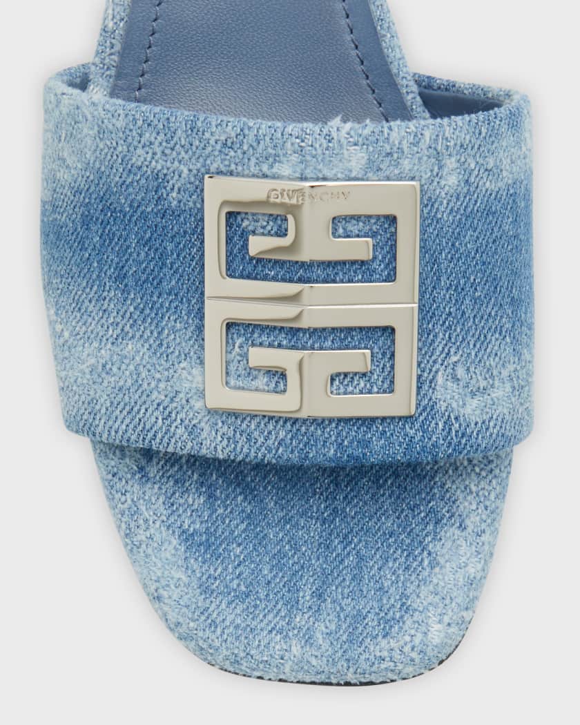 4G Denim Medallion Slide Sandals