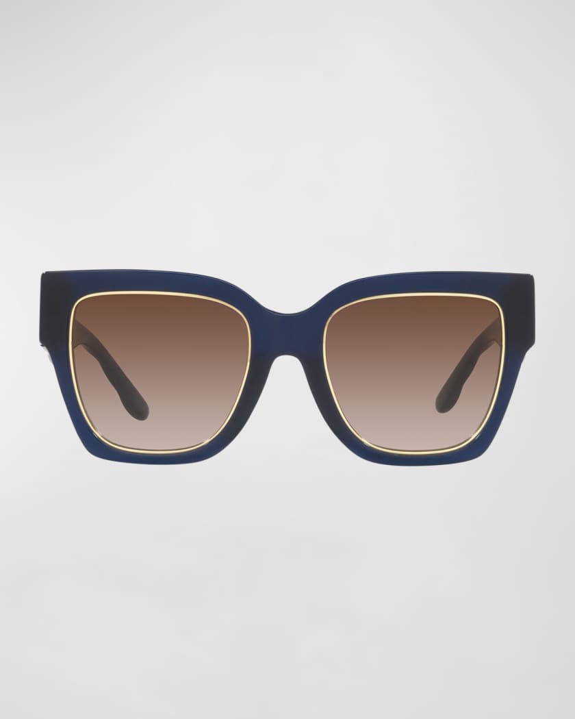 Tory Burch Golden Rim Gradient Square Acetate Sunglasses | Neiman Marcus