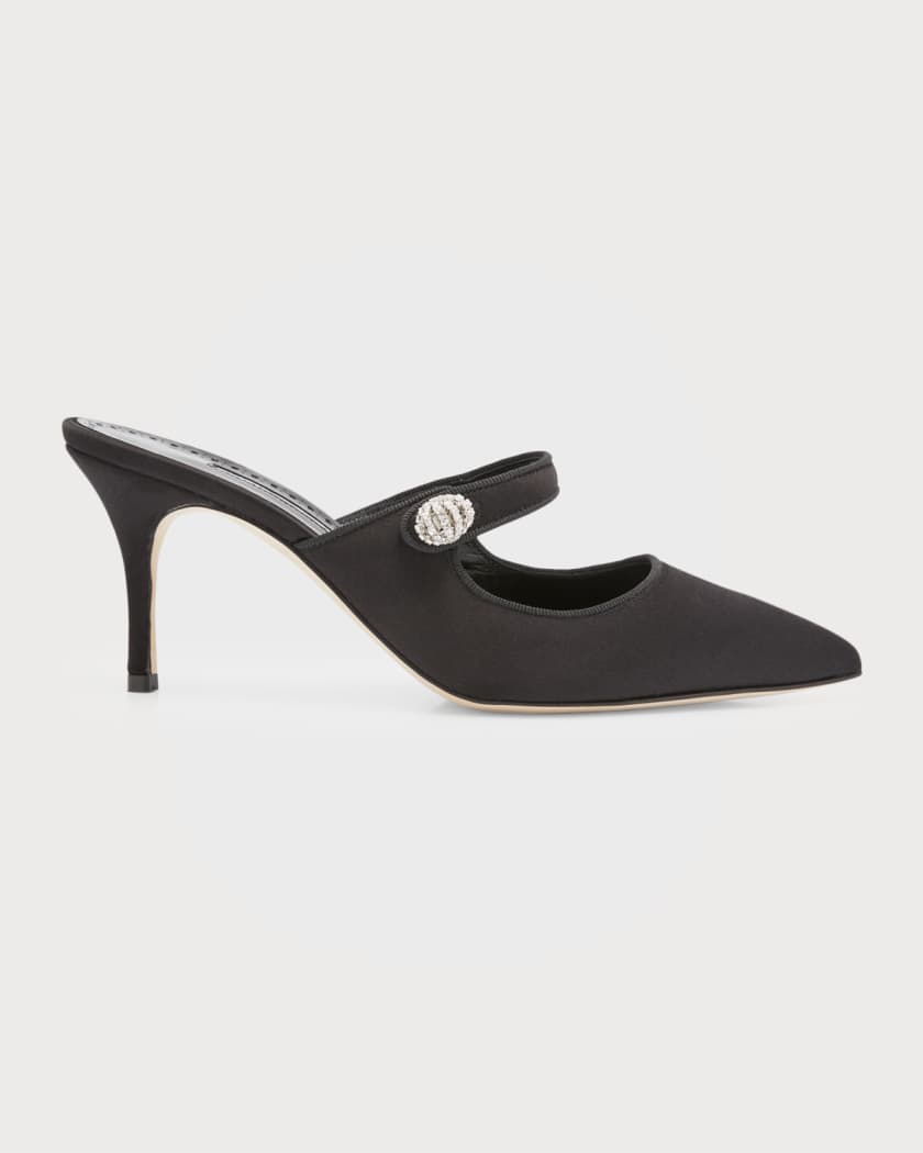 Satin Mary Jane Stiletto Mules