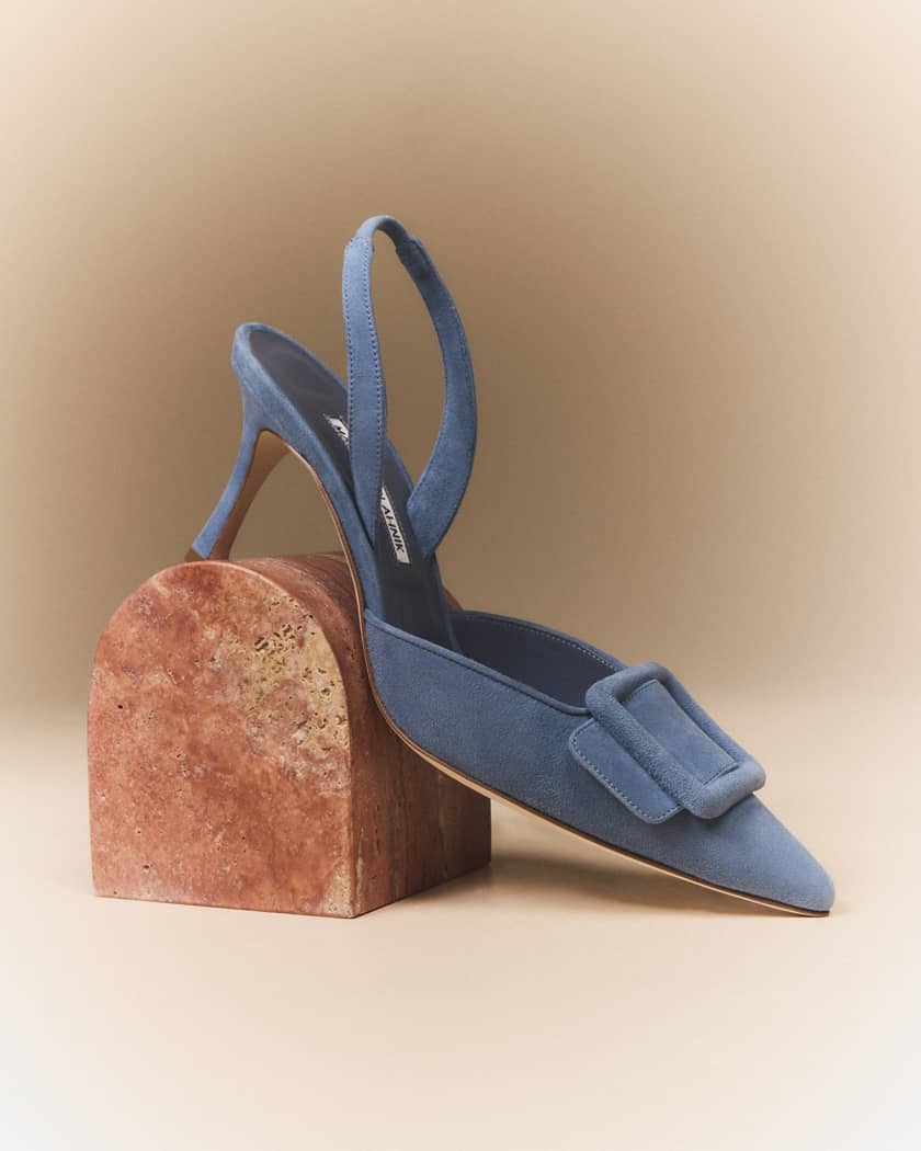Maysli Suede Buckle Halter Pumps | Neiman Marcus