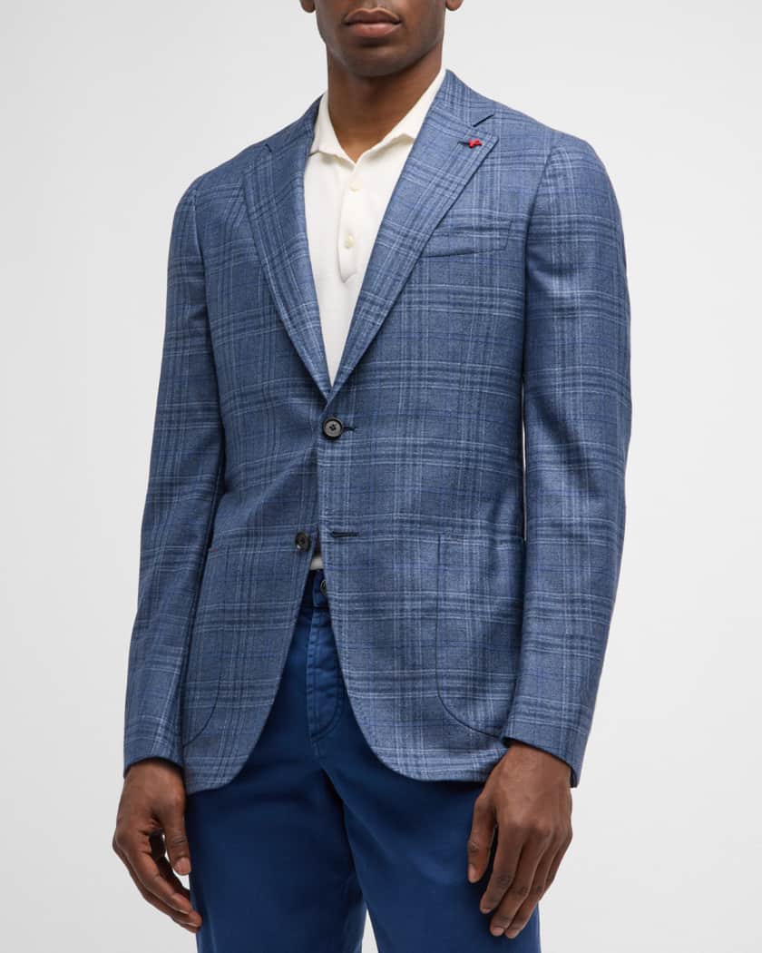 Men s Silk Cashmere Plaid Sport Coat
