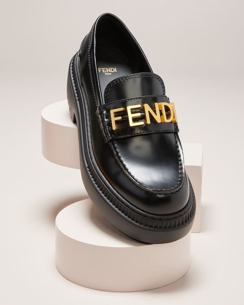 Fendigraphy Leather Platform Loafers