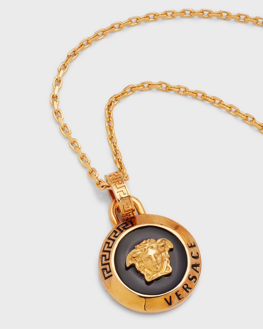 Versace Two Tone Medusa Pendant Necklace