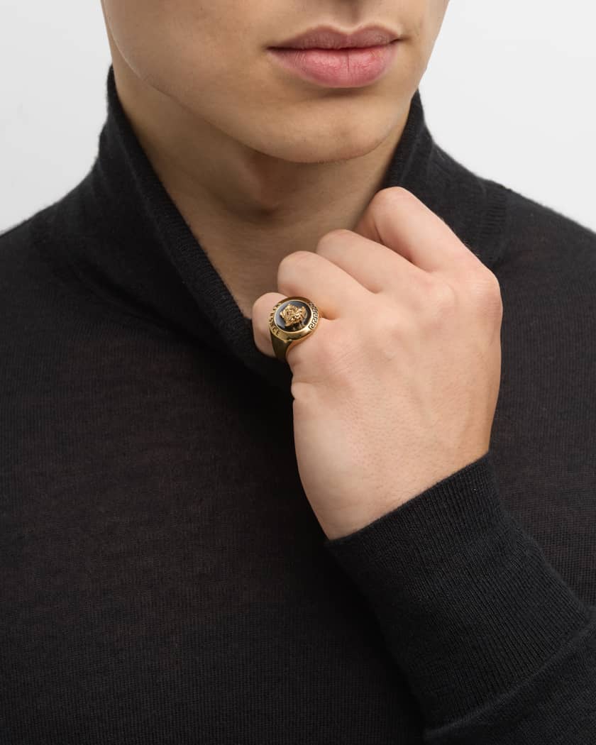 Men's Enamel Medusa Signet Ring