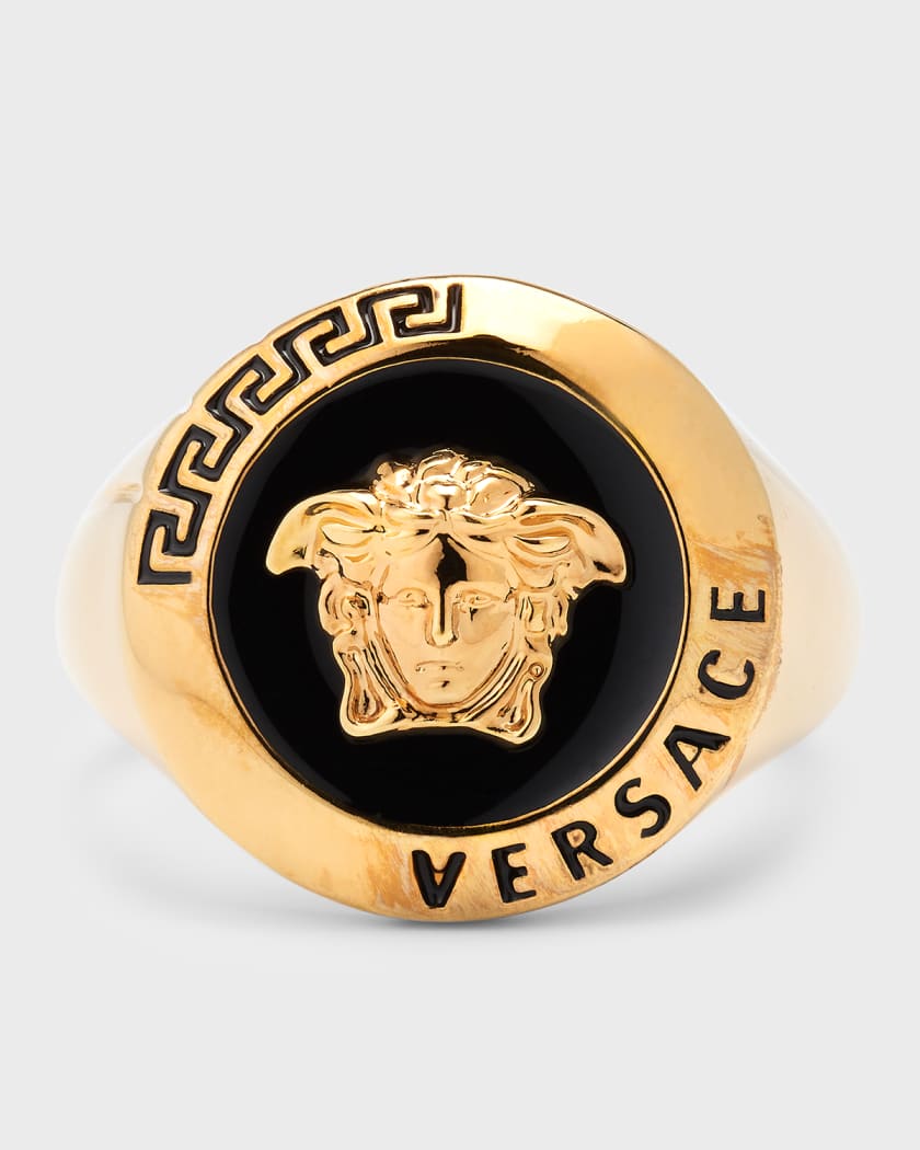 Versace Men s Enamel Medusa Signet Ring Neiman Marcus