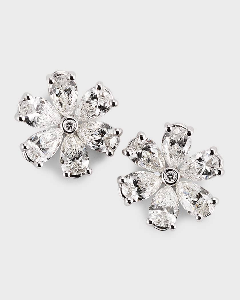 Flower Diamond Stud Earrings with 0.5 Carats