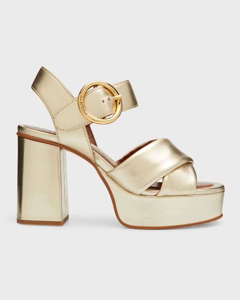 Lyna Metallic Crisscross Platform Sandals