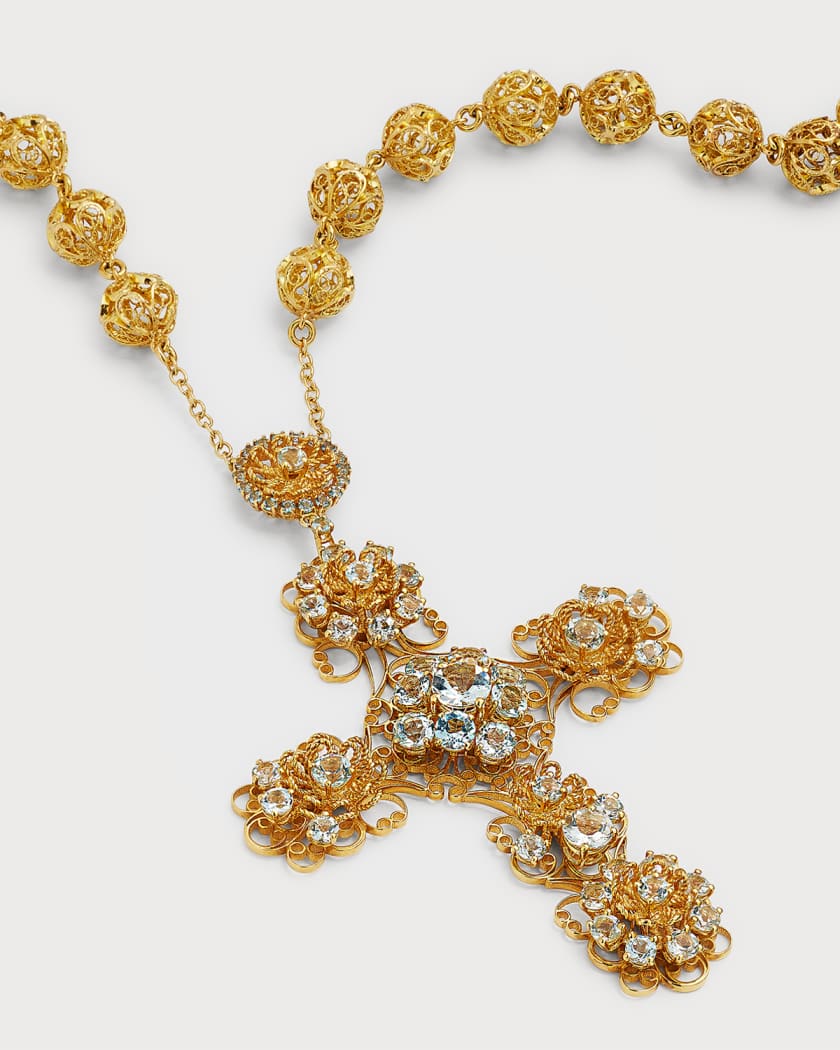 Dolce&Gabbana 18K Yellow Gold Adjustable Necklace with Aquamarine