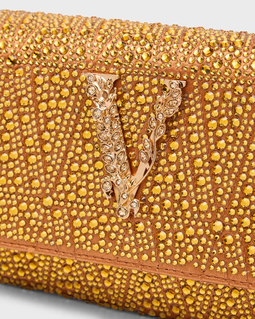 Versace Virtus Mini Crystal Chain Crossbody Bag