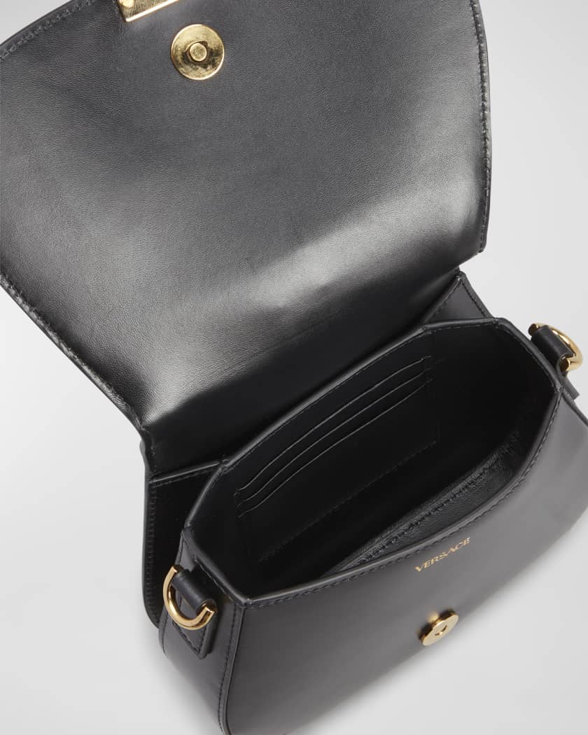 Medusa Embellished Leather Crossbody Bag in Black - Versace