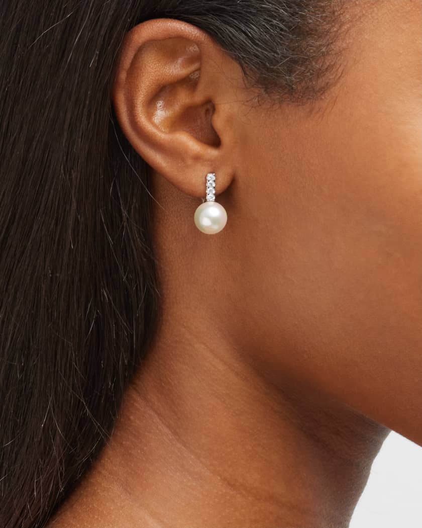Majorica Selene Cubic Zirconia and Pearl Omega Earrings Neiman