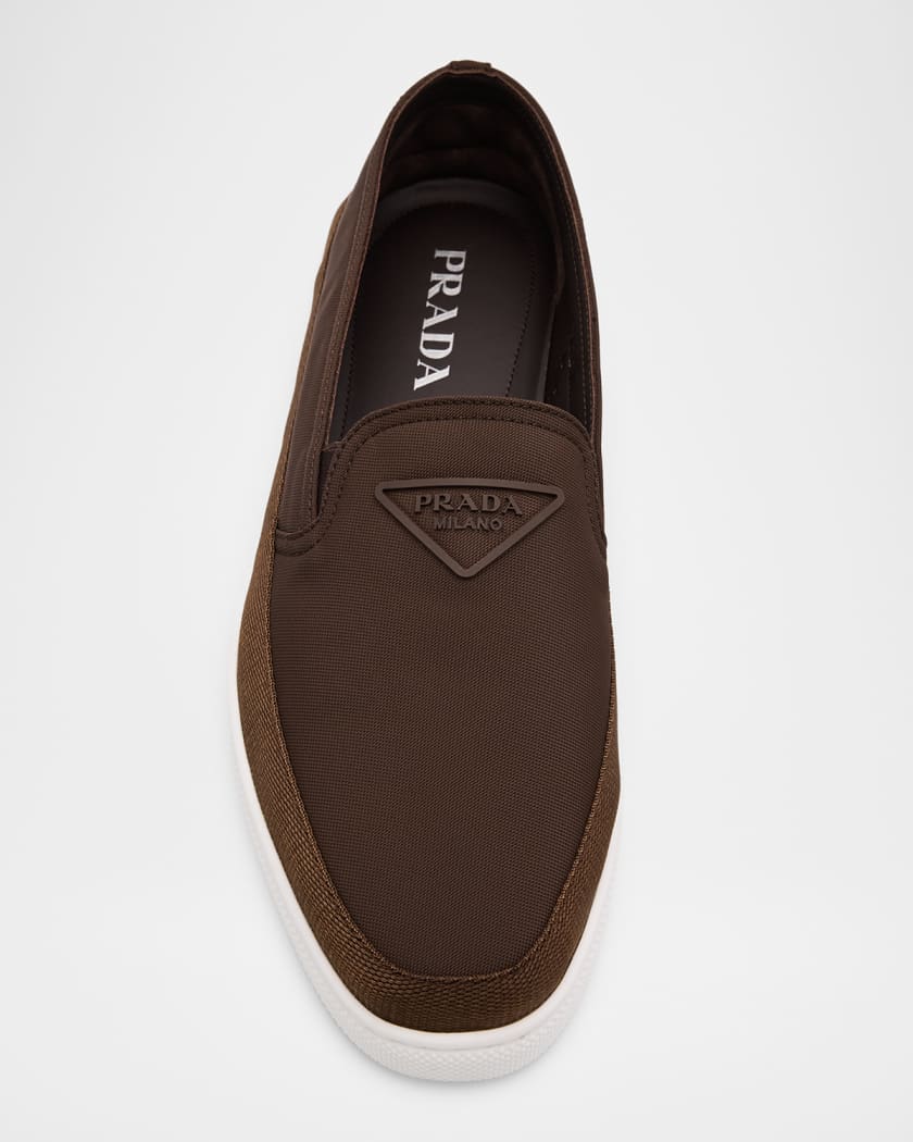 Men's Triangle Logo Nylon Slip-On Loafers