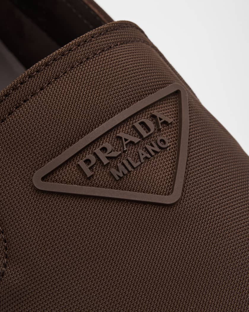 Men's Triangle Logo Nylon Slip-On Loafers