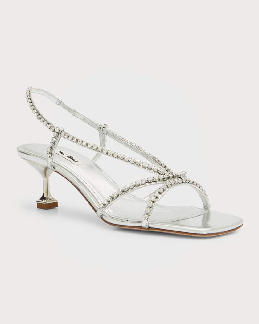 Crystal-Embellished Slingback Sandals