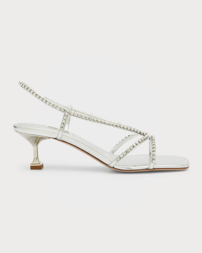 louis vuitton Leather Crystal Embellishments Slingback Sandals