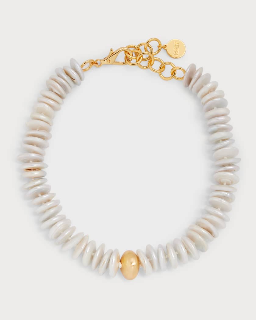 NEST Jewelry Baroque Pearl Beaded Disc Necklace Neiman Marcus