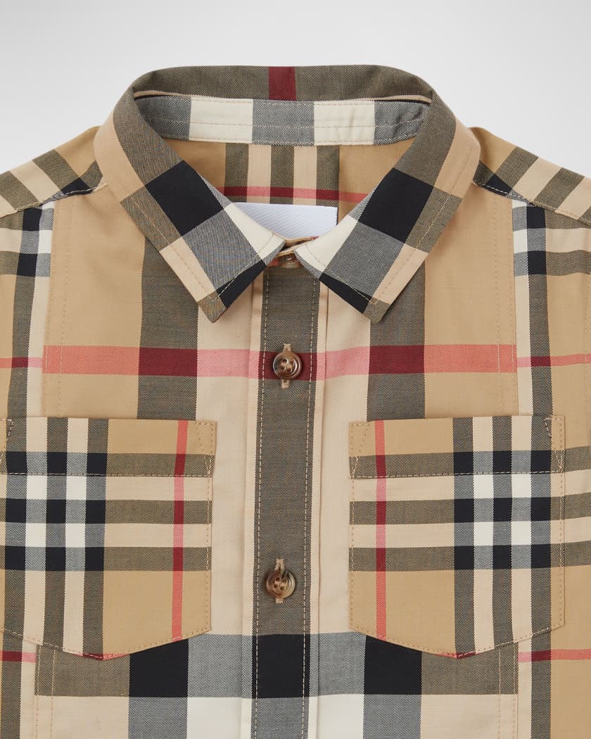 Boy's Tristan Mixed Check-Print Button Down Shirt, Size 6M-2