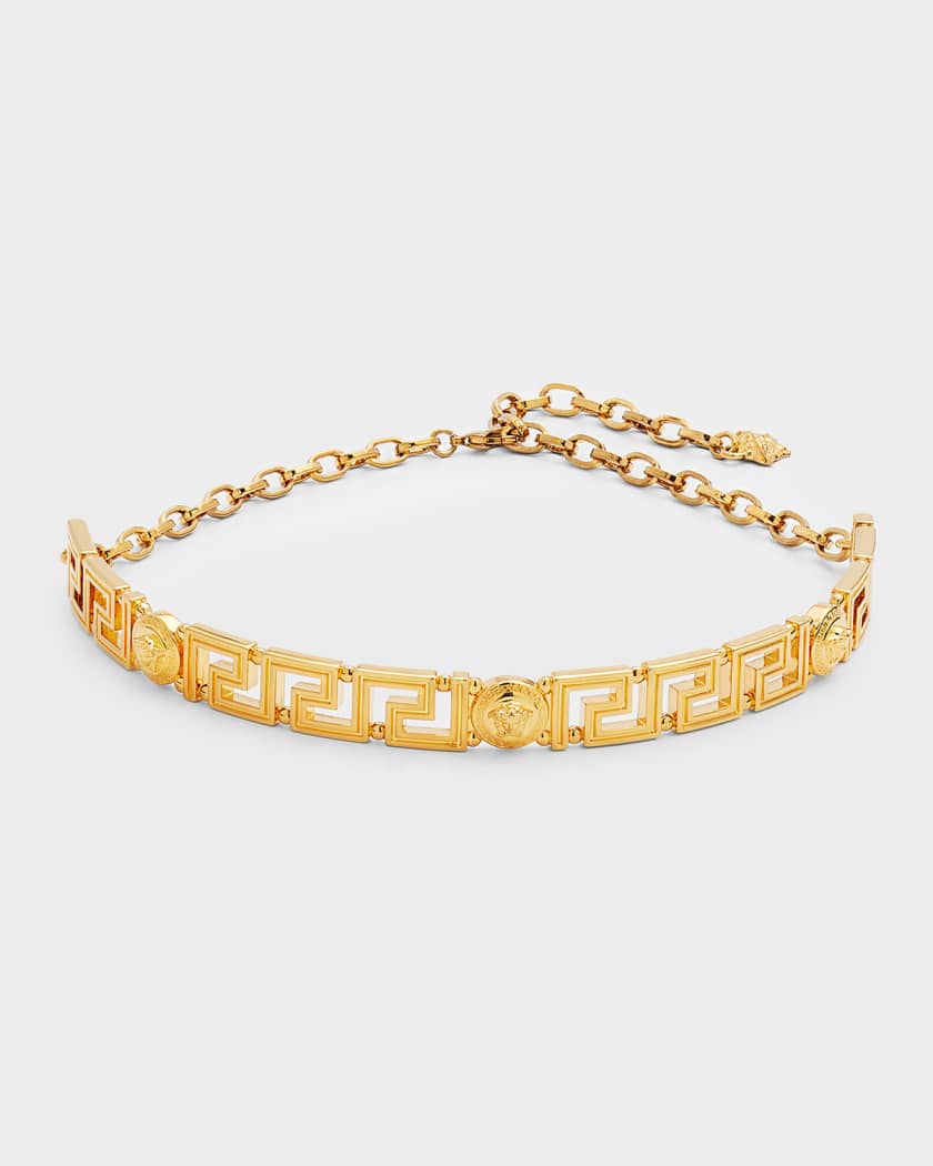 Vintage Gianni Versace Gold Medusa Greek Key 4-Strand Choker