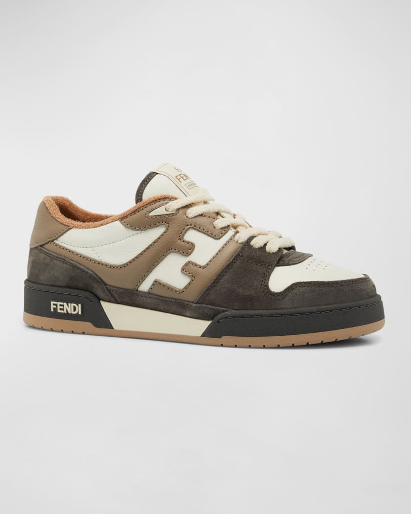 Fendi Men's Match FF-Logo Leather Low-Top Sneakers