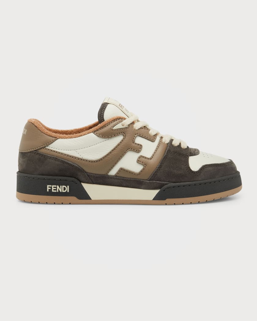 Fendi Men's Match FF-Logo Leather Low-Top Sneakers | Neiman Marcus