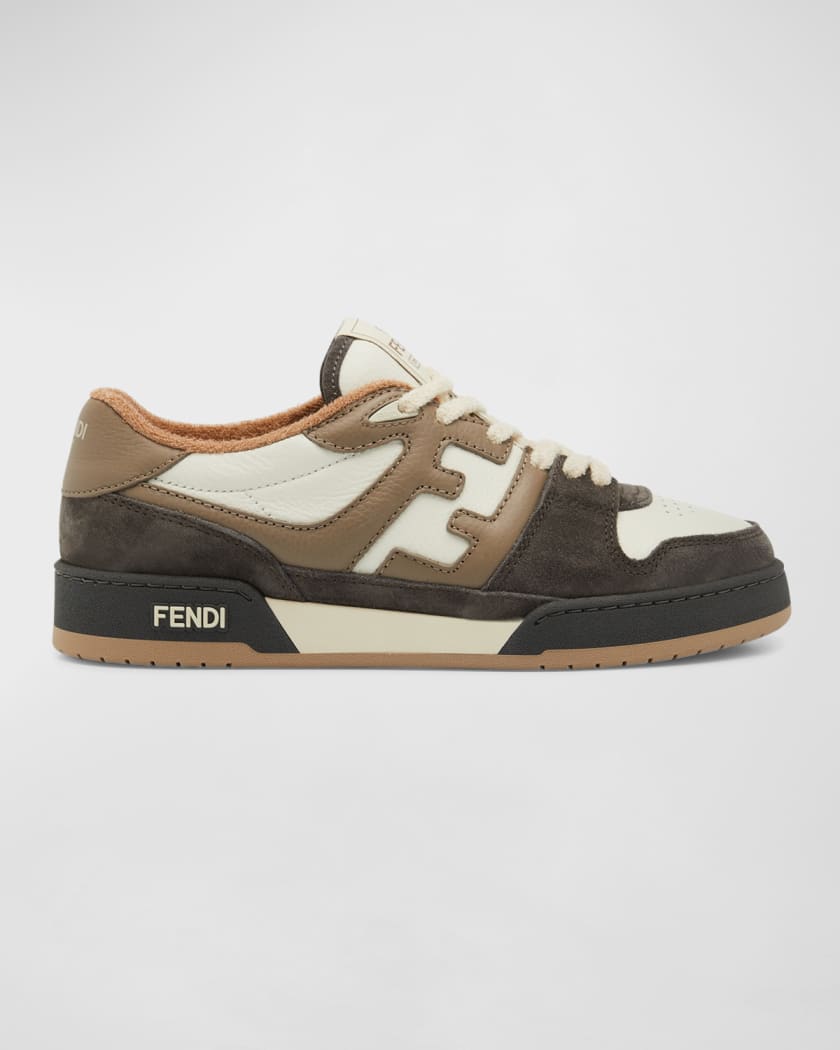 Fendi Men's Match FF-Logo Leather Low-Top Sneakers | Neiman Marcus