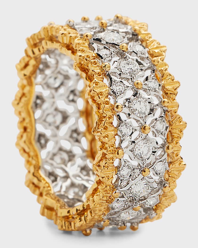 Lot - BUCCELLATI 18K WHITE GOLD AND DIAMOND TULLE ORNATO ETERNELLE RING