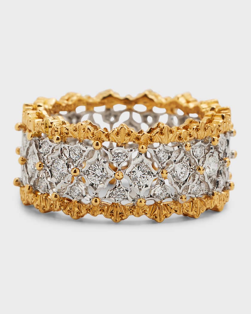 Buccellati 'Eternelle' band with diamonds, YELLOW GOLD & WHITE GOLD Gold  hardware ref.701941 - Joli Closet