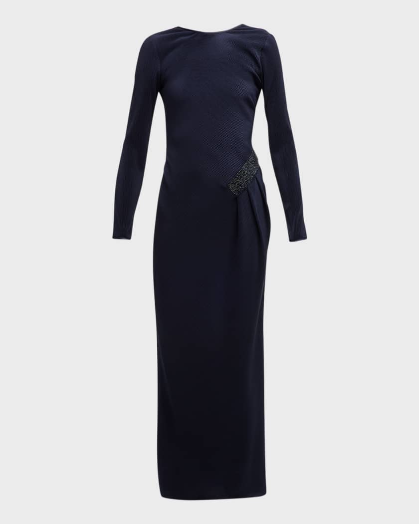 Giorgio Armani Jersey Dress w Beaded Hip Detail Neiman Marcus