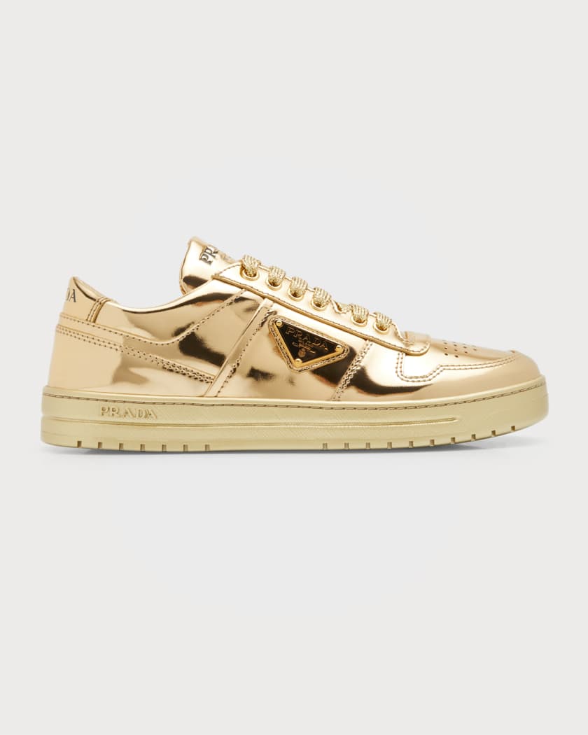 Prada Downtown Metallic Low-Top Sneakers | Neiman Marcus