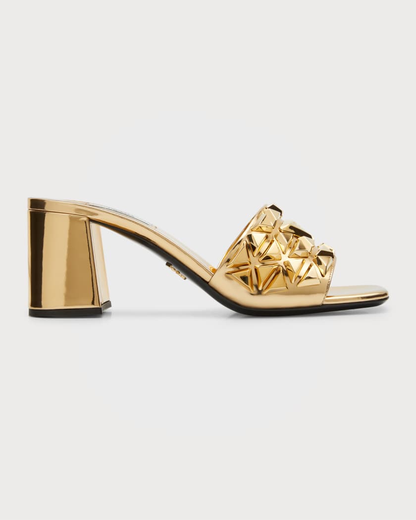 Prada Ciabatte Spazzolato Borchie Sandals | Neiman Marcus