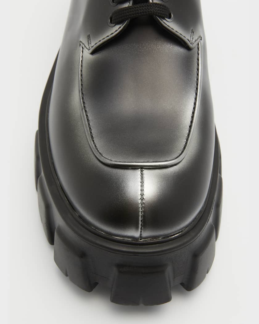 alarm Verstelbaar rand Prada Monolith Spazzolato Sfumato Lace-Up Shoes | Neiman Marcus