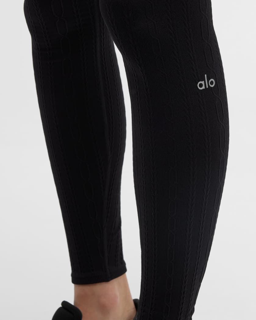 Alo Yoga Seamless Cable-Knit Fleece High-Waist Leggings