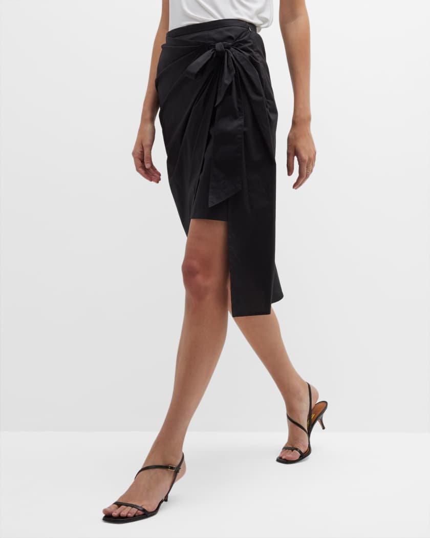 Natori Poplin Wrap Midi Skirt | Neiman Marcus