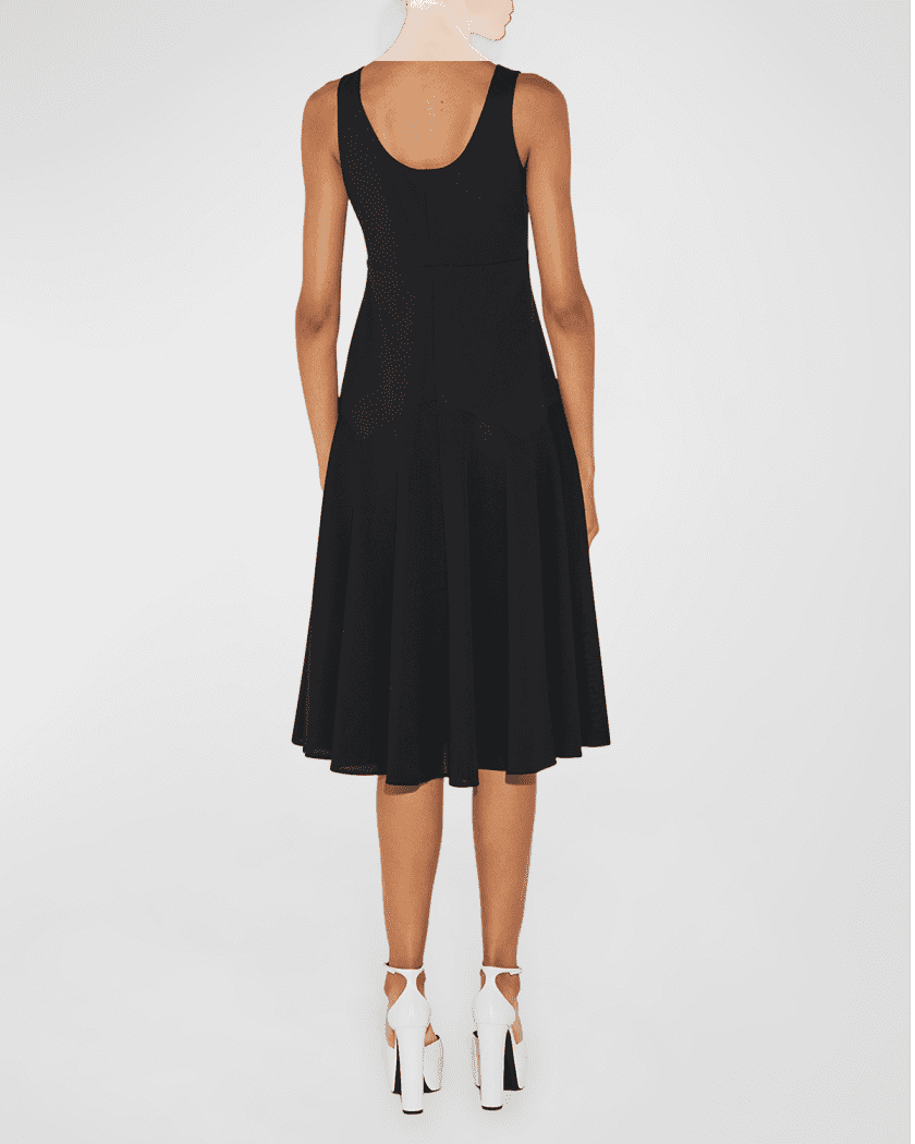 V-Neck Jersey Midi Dress - Black