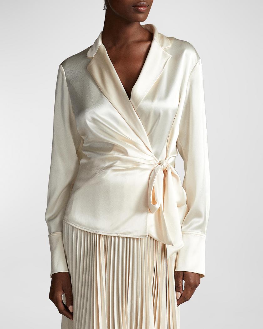louren satin gather sleeve blouse louren satin gather sleeve 