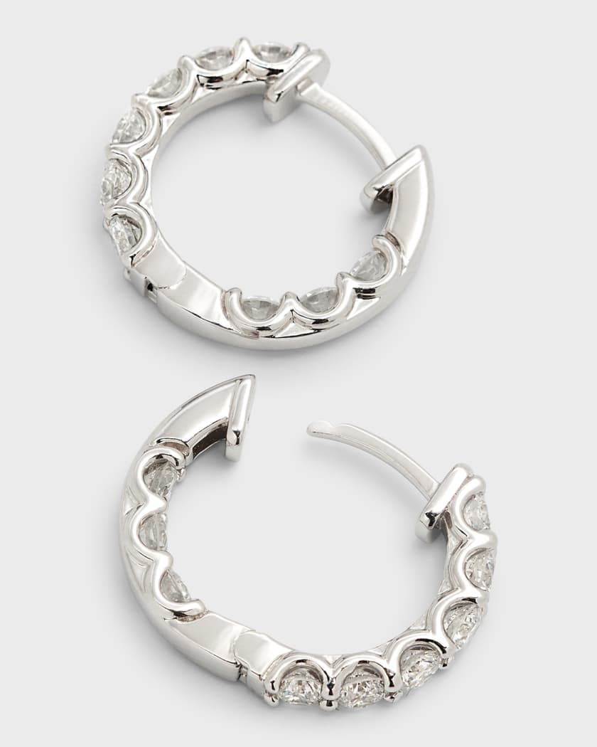 18K Gold Hoop Earrings with White Diamonds .92 Carats – Medium