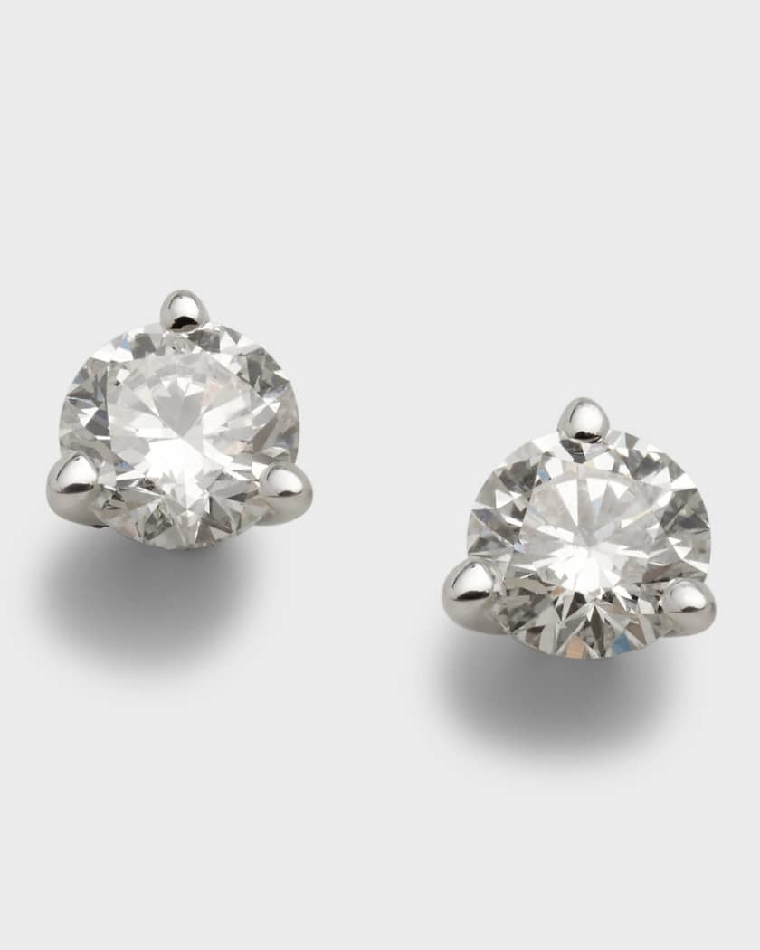 Round Brilliant Diamonds Studs in Three Prong Setting