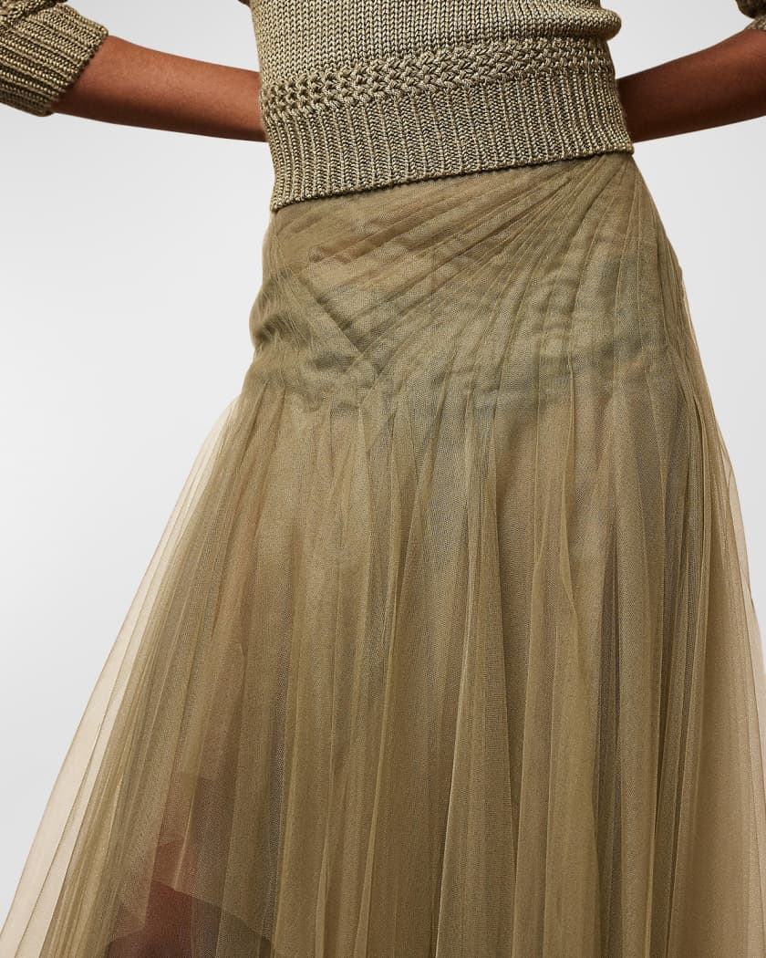 Ralph Lauren Collection Cliona Asymmetric Tulle Maxi Skirt | Neiman Marcus