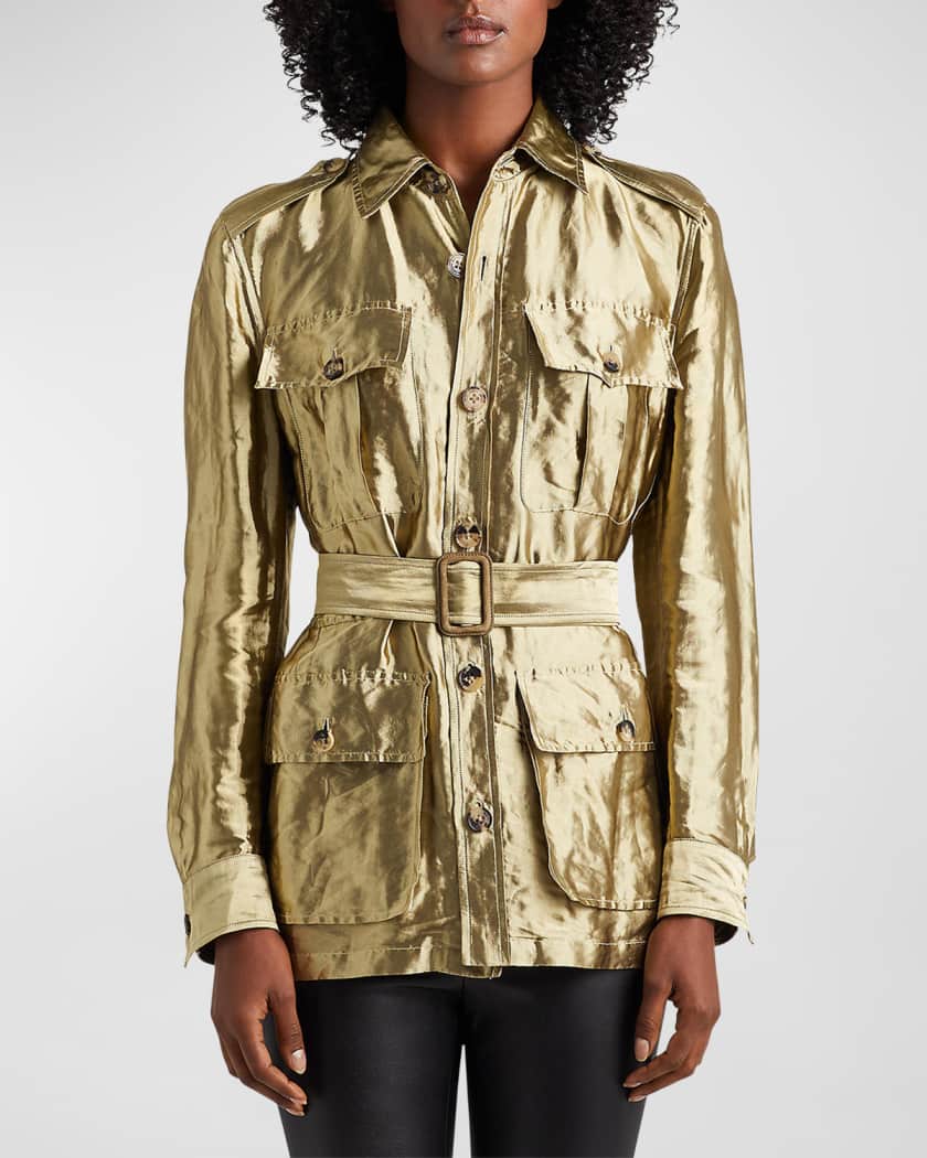 Ralph Lauren Collection Tasha Belted Metallic Lame Safari Jacket | Neiman  Marcus