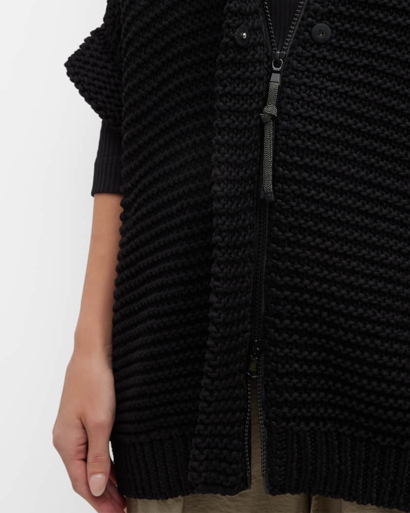 Heavy knit zip through cardigan Black