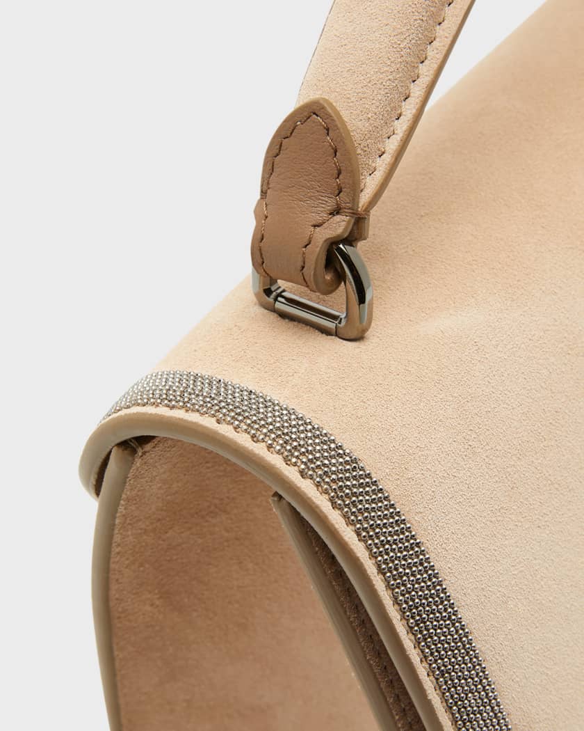 Brunello Cucinelli Large Monili Suede Top-Handle Bag