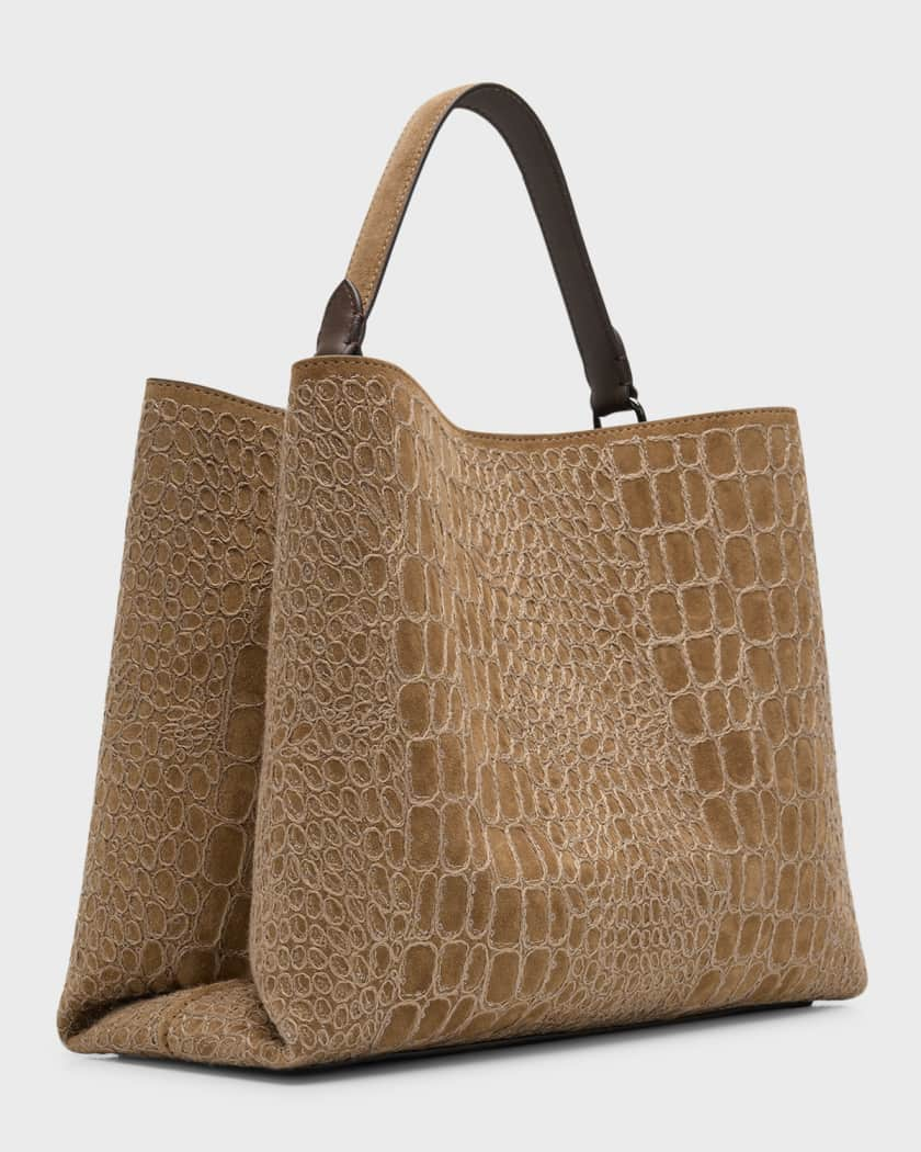 Embossed leather tote