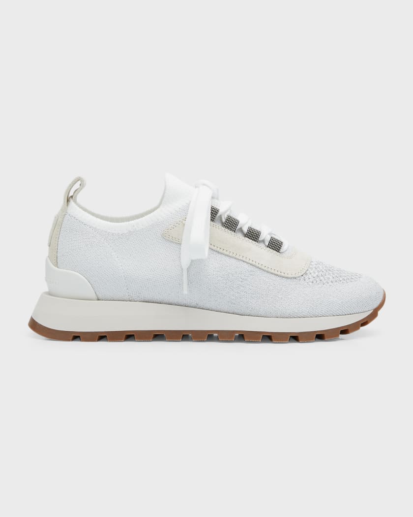 knit-panel low-top trainers