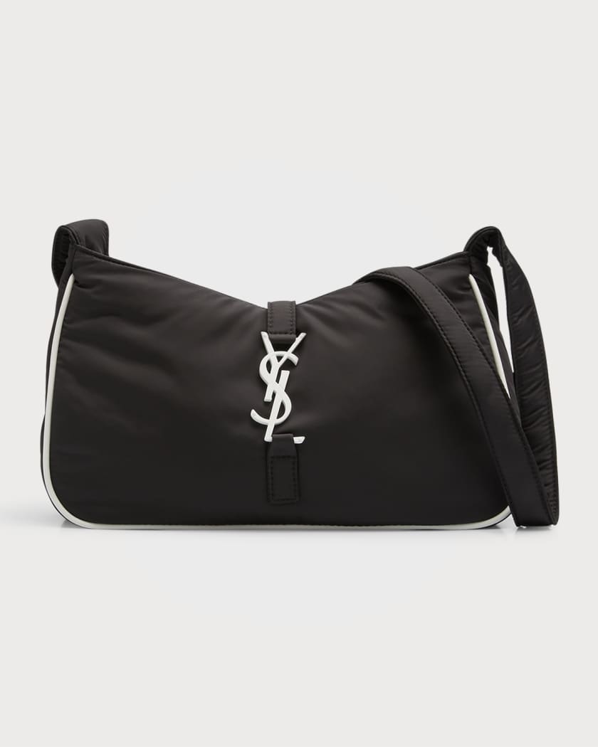 Saint Laurent 5 A 7 Ysl Nylon Shoulder Bag, Black/White, Women's, Handbags & Purses Shoulder Bags