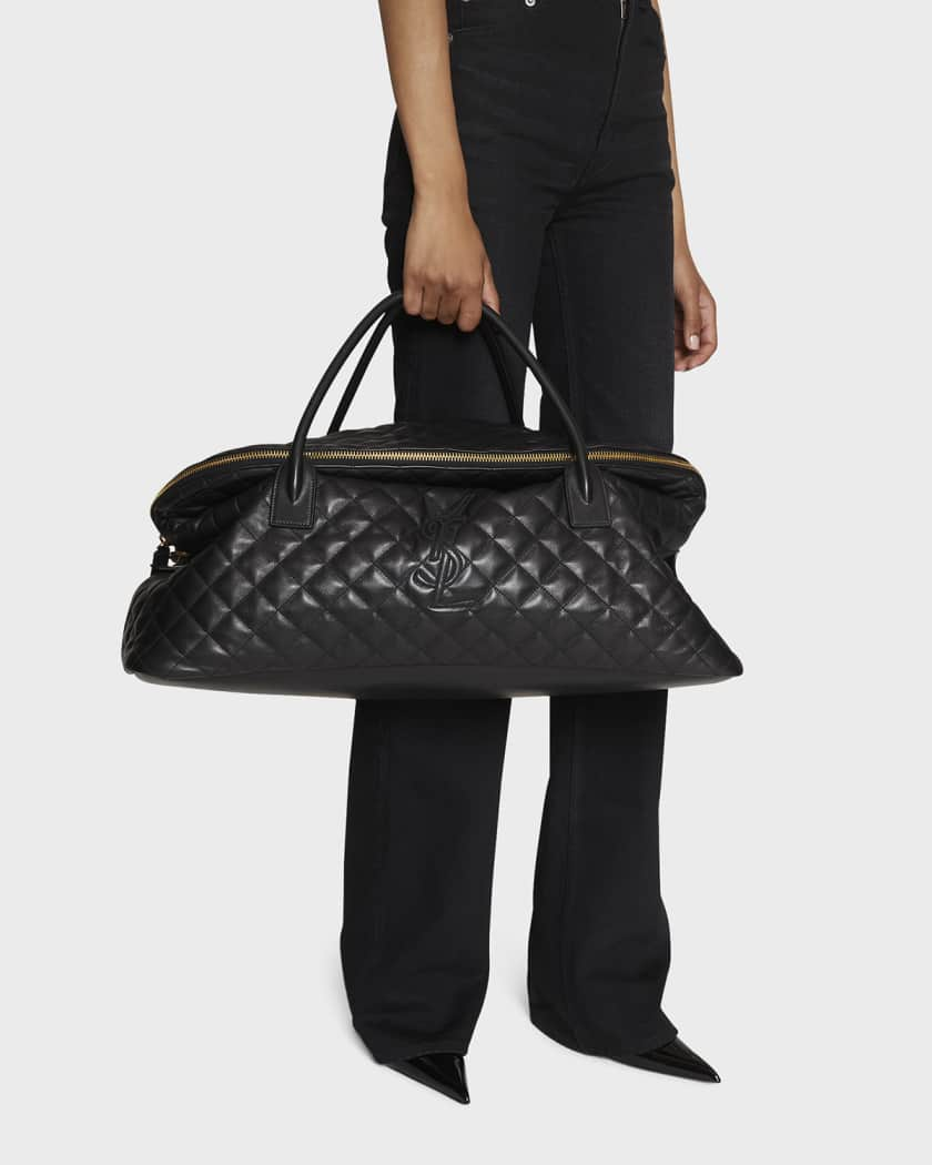 SAINT LAURENT, Es Giant Embroidered Quilted Leather Weekend Bag, Black, One size