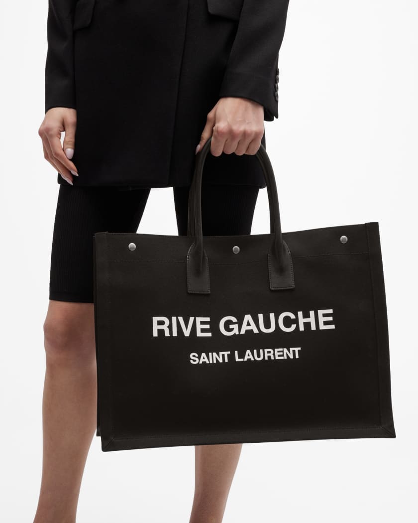 Saint Laurent Noe Rive Gauche Logo Canvas Tote Black