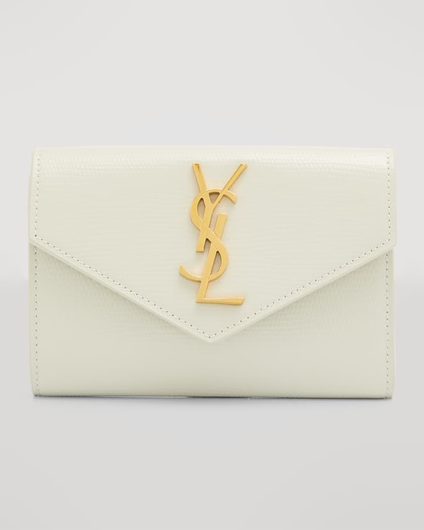 YSL Monogram Small Flap Wallet in Snake Embossed Leather