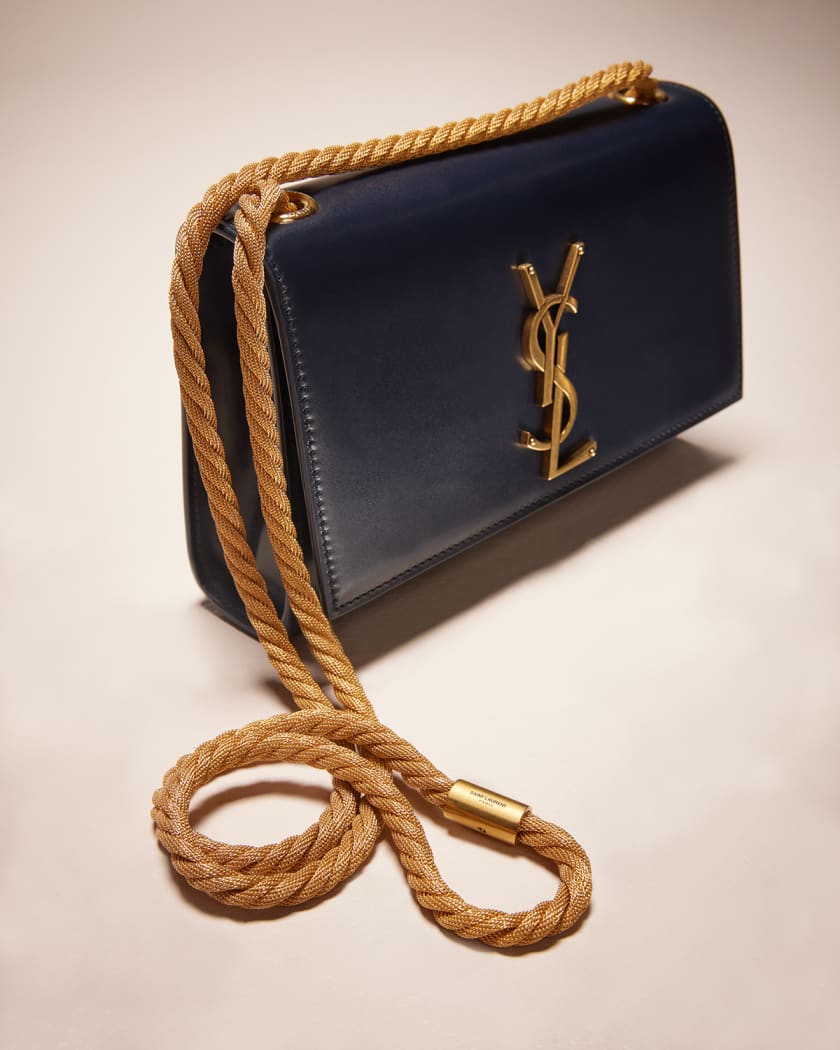 Saint Laurent Navy Medium Loulou Chain Bag in Blue